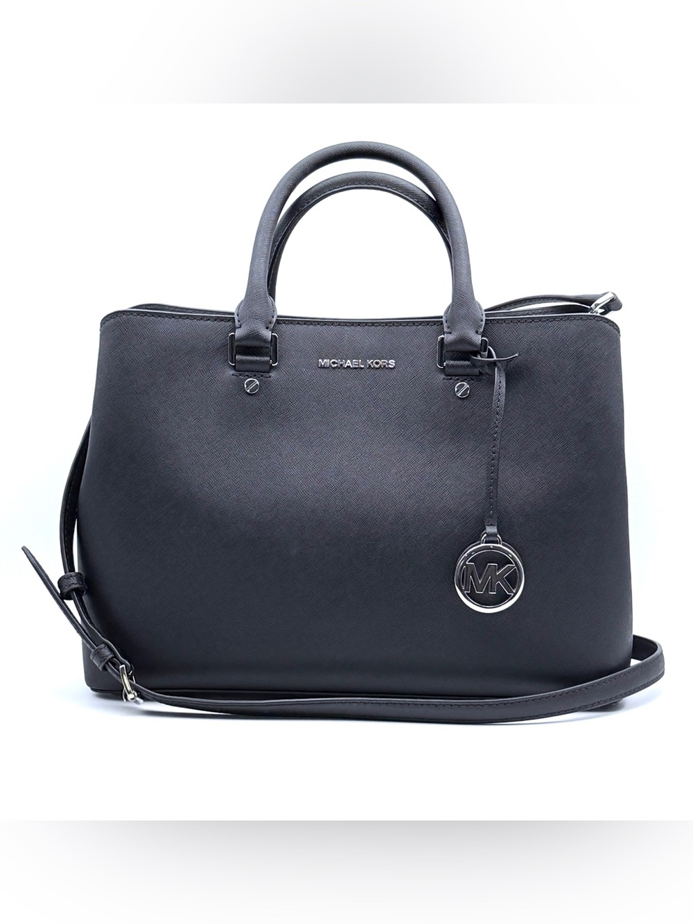 Michael Kors Savannah Black Leather Satchel with detachable strap